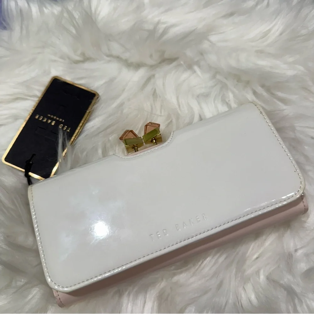 Ted Baker Cream Light Pink Patent Leather Wallet